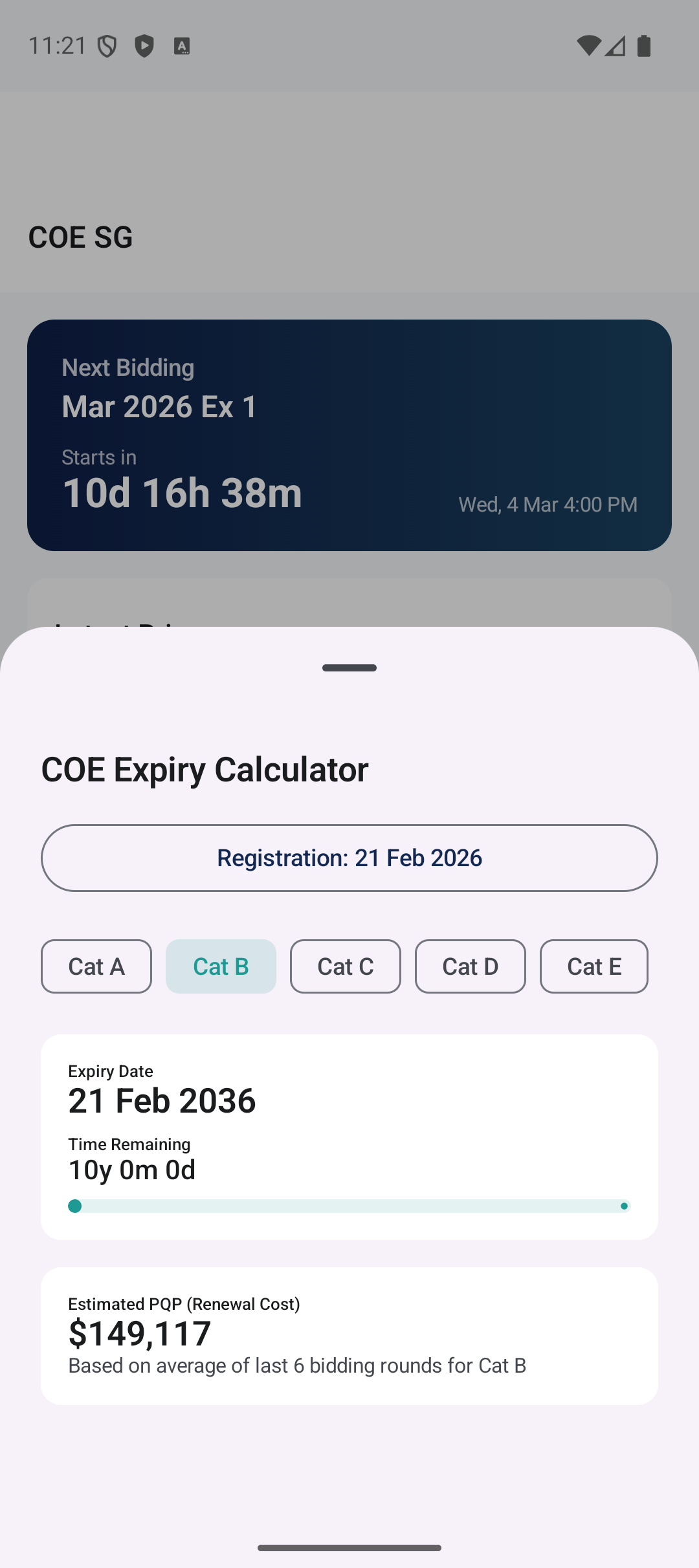 Expiry Calculator - Plan your COE renewal