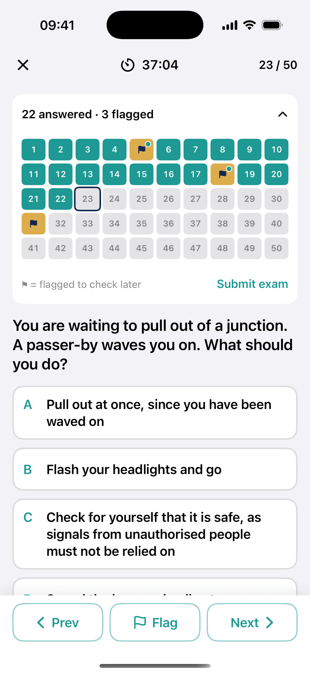 Mock Exams - 50 questions on a timer